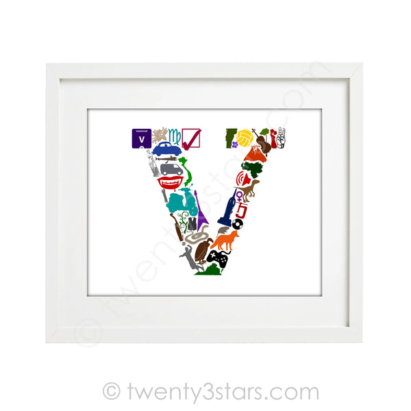 Letter V Monogram Wall Art - twenty3stars