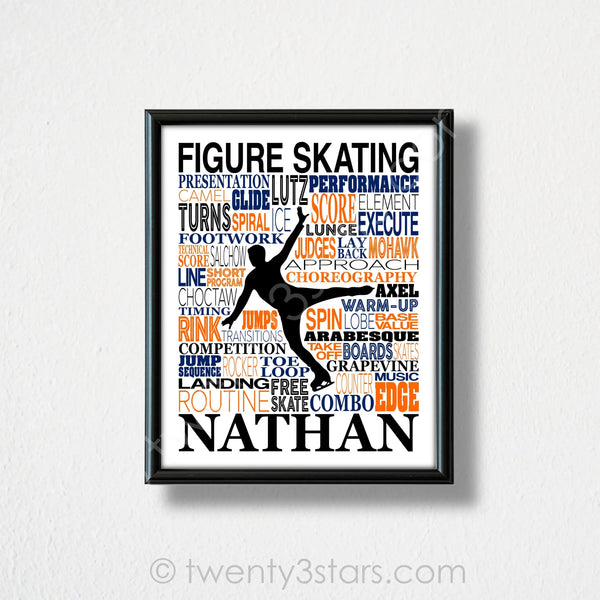 Men's Ice Skating Typography Wall Art - twenty3stars