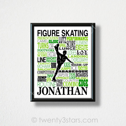 Men's Ice Skating Typography Wall Art - twenty3stars