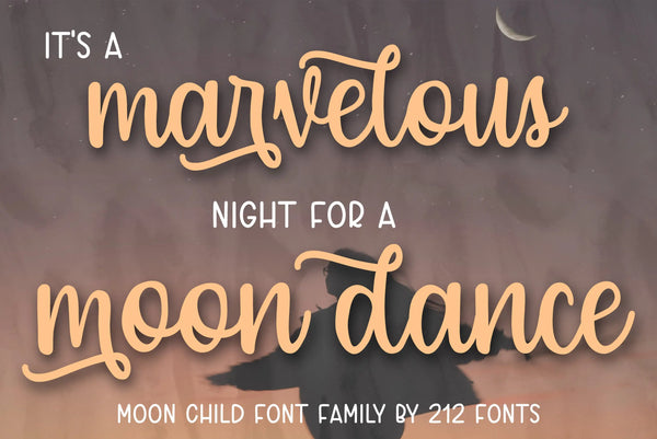 Moon Child Script, Sans and Caps Handwritten Font Family (OTF) - by 212fonts 212 Fonts