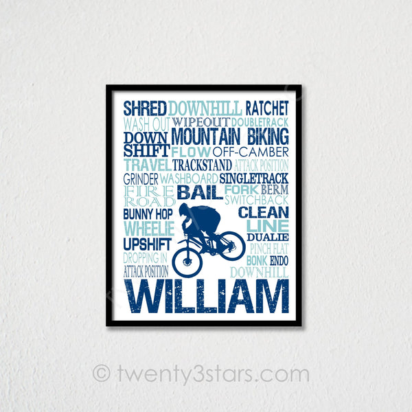 Mountain Biking Pair Typography Wall Art - twenty3stars