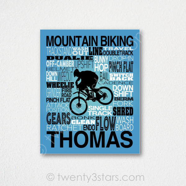 Mountain Biking Typography Wall Art - twenty3stars