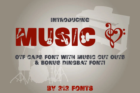 Music Caps Display Font (OTF) - by 212fonts 212 Fonts