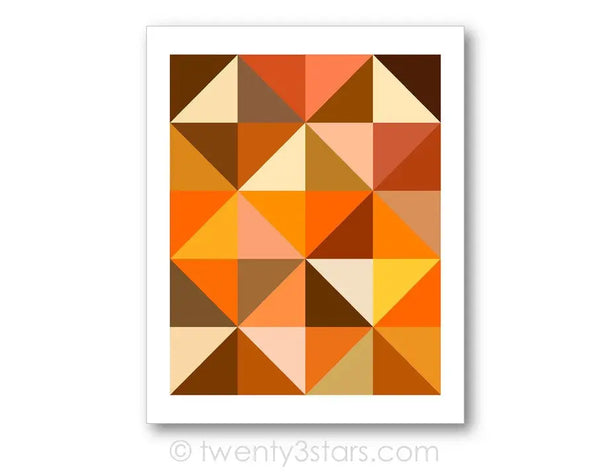 Orange Triangles Geometric Wall Art - twenty3stars