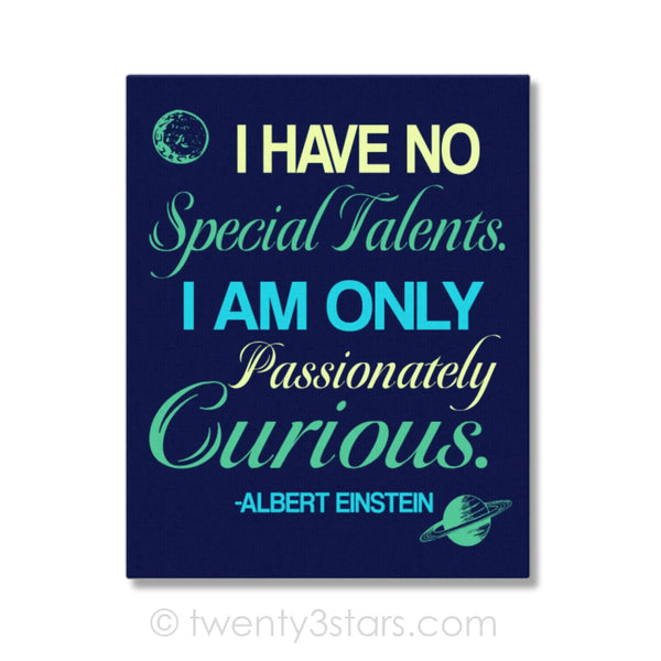 Passionately Curious Einstein Quote Wall Art - twenty3stars