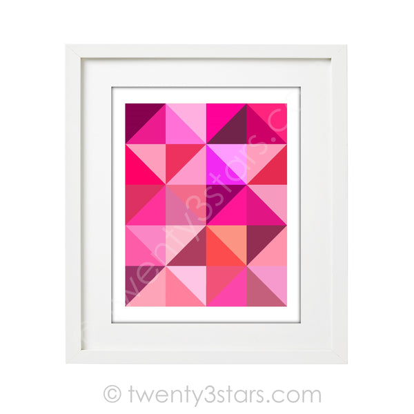 Pink Triangles Geometric Wall Art - twenty3stars
