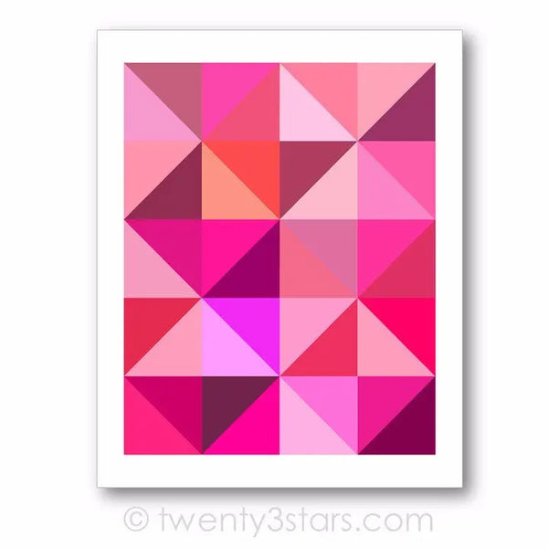Pink Triangles Geometric Wall Art - twenty3stars