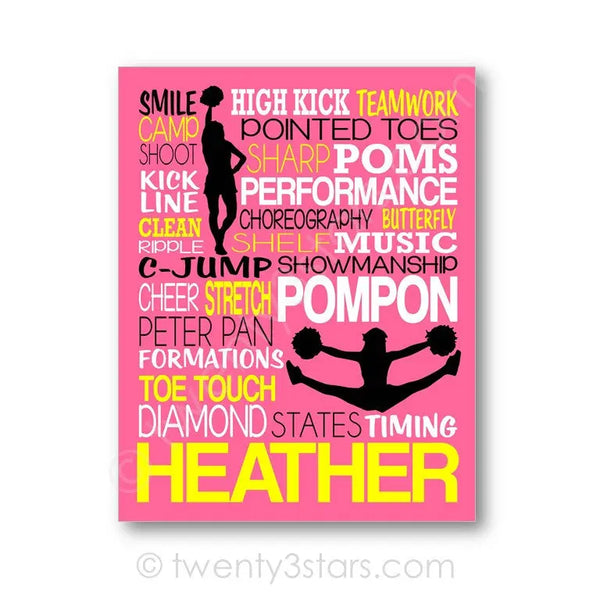 Pompon Cheer Typography Wall Art - twenty3stars