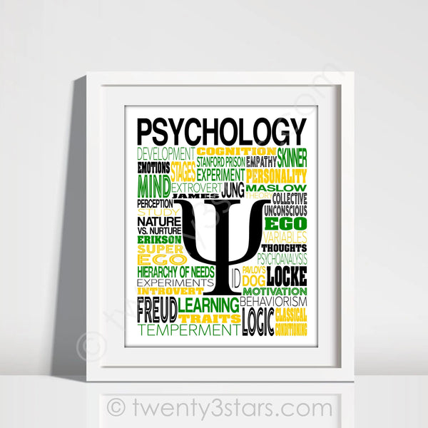 Psychology Major Typography Wall Art - twenty3stars