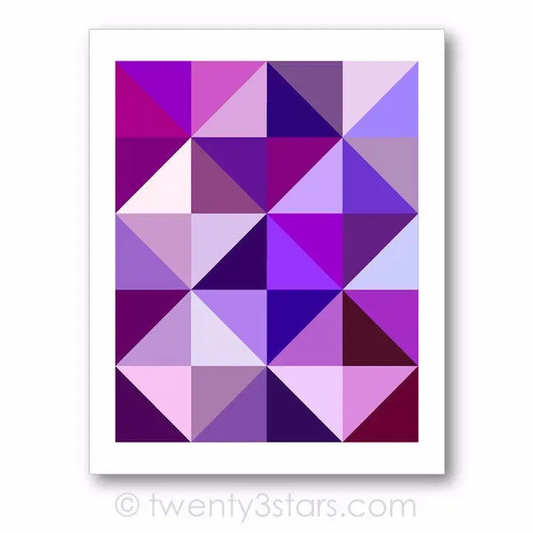 Purple Triangles Geometric Wall Art - twenty3stars