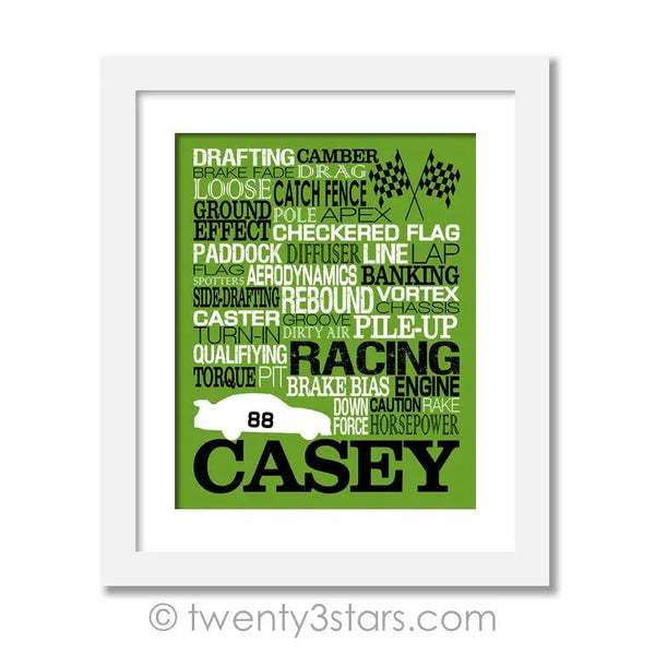 Race Cars Typography Wall Art - twenty3stars