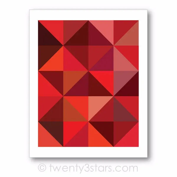 Red Triangles Geometric Wall Art - twenty3stars