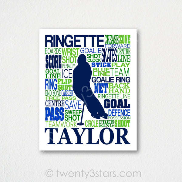 Ringette Goalie Typography Wall Art - twenty3stars