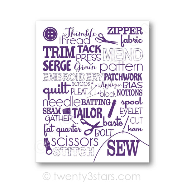 Sewing Typography Wall Art - twenty3stars