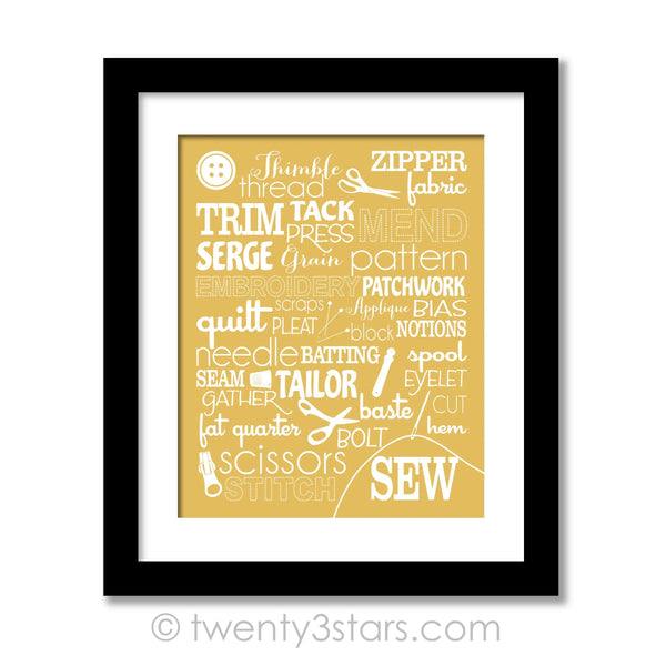 Sewing Typography Wall Art - twenty3stars