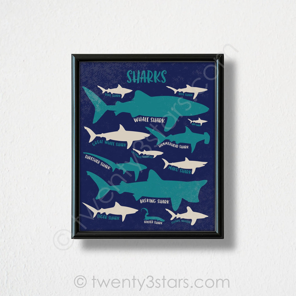 Sharks Kinds Wall Art - twenty3stars