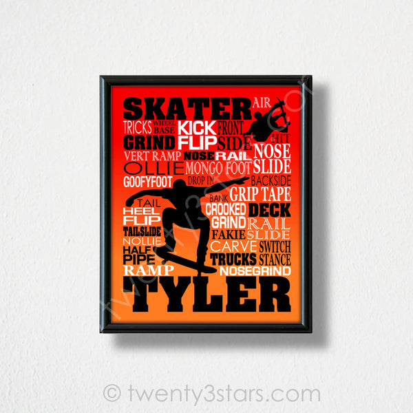 Skateboard Typography Wall Art - twenty3stars