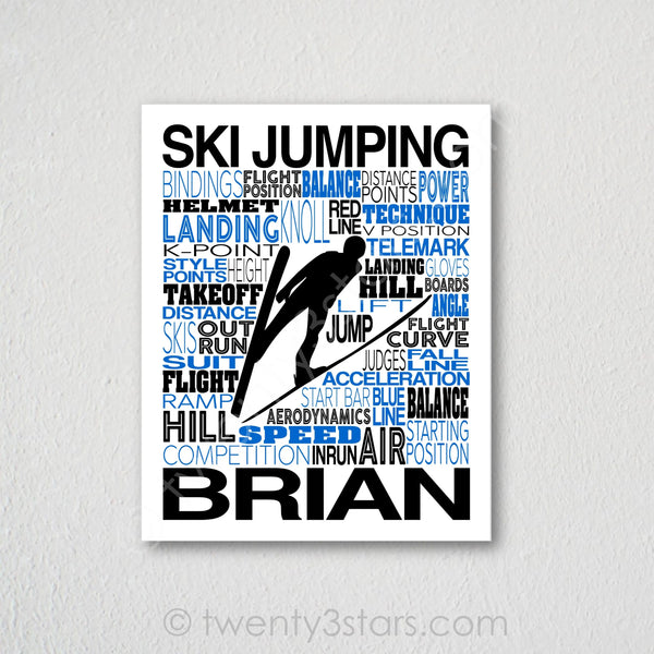 Ski Jumping Typography Wall Art - twenty3stars