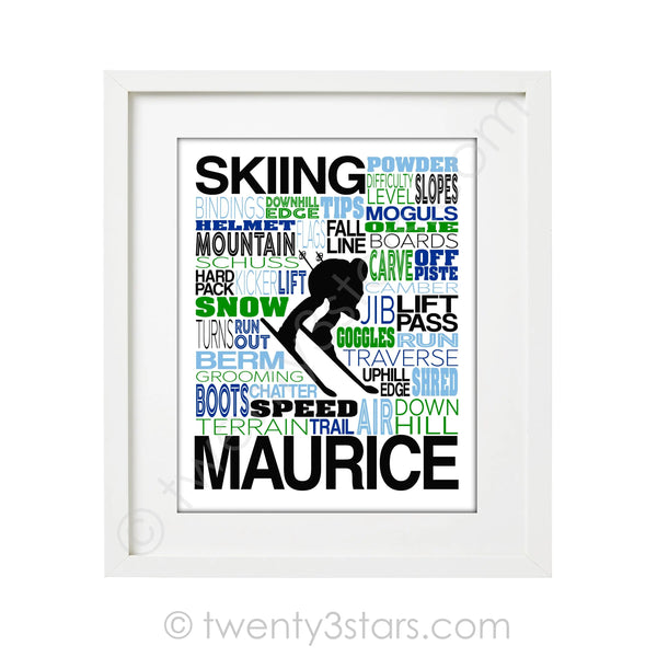 Skiing Typography Wall Art - twenty3stars
