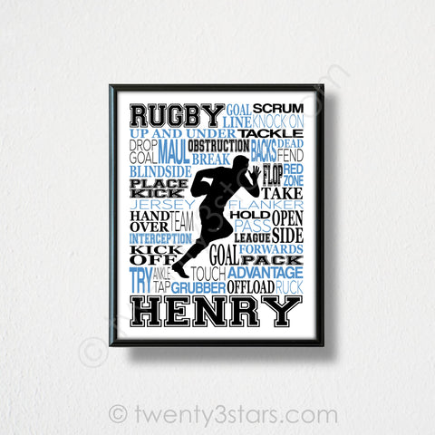 Rugby Typography Wall Art - twenty3stars