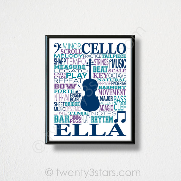 Cello Typography Wall Art - twenty3stars