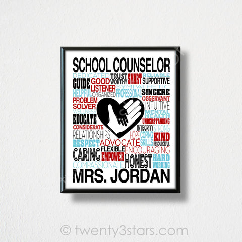 School Counselor Typography Wall Art - twenty3stars