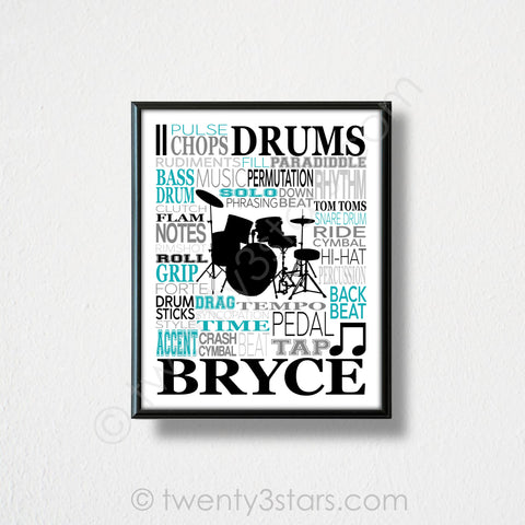 Drums Typography Wall Art - twenty3stars