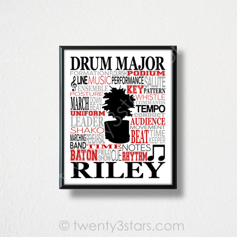 Drum Major Band Typography Wall Art - twenty3stars