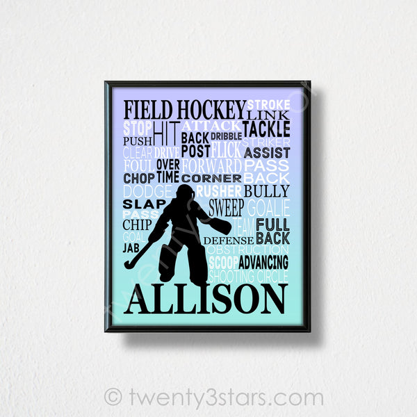 Girl's Field Hockey Typography Wall Art - twenty3stars