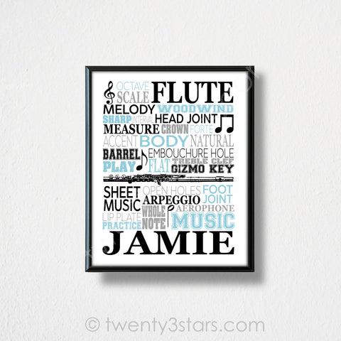 Flute Typography Wall Art - twenty3stars