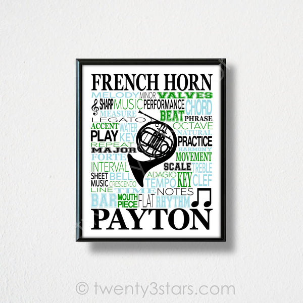 French Horn Typography Wall Art - twenty3stars