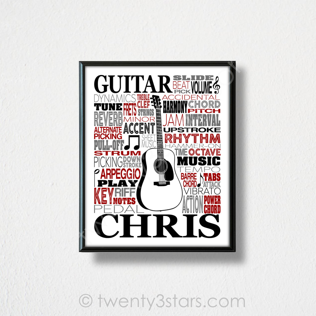 Acoustic Guitar Typography Wall Art - twenty3stars