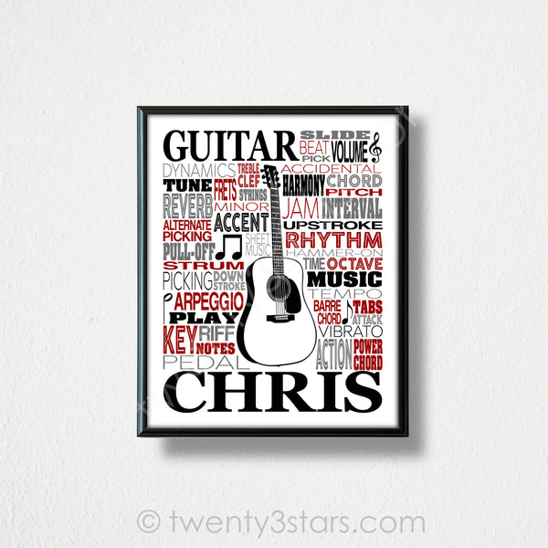 Bass Guitar Typography Wall Art - twenty3stars