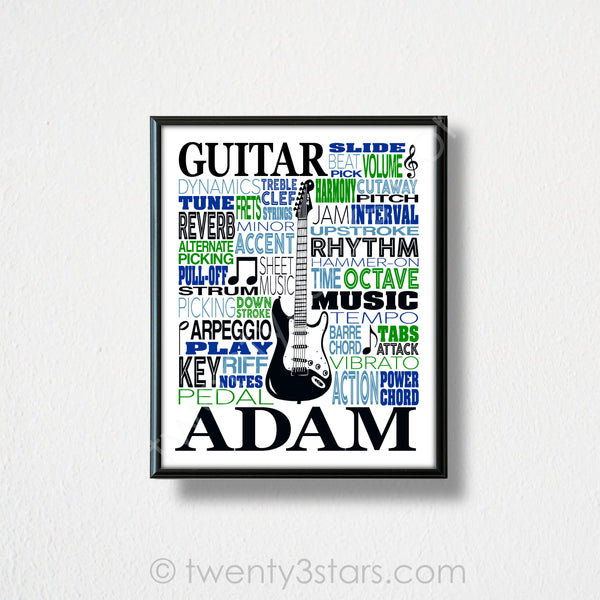 Bass Guitar Typography Wall Art - twenty3stars