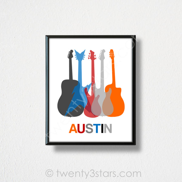 Electric Guitar Typography Wall Art - twenty3stars