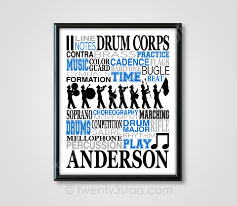Drum Corps Typography Wall Art - twenty3stars