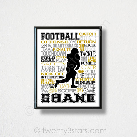 Football Running Back Typography Wall Art - twenty3stars