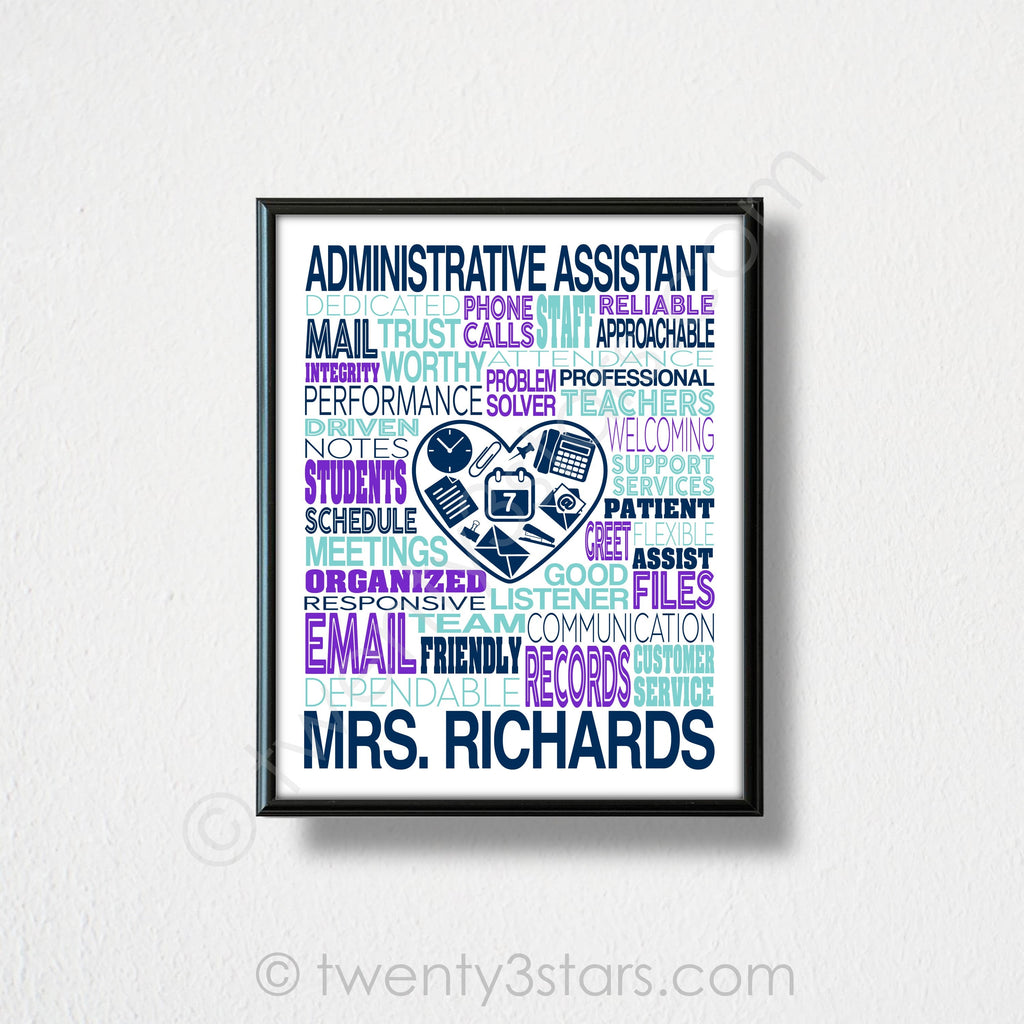 Admin Assistant Typography Wall Art - twenty3stars