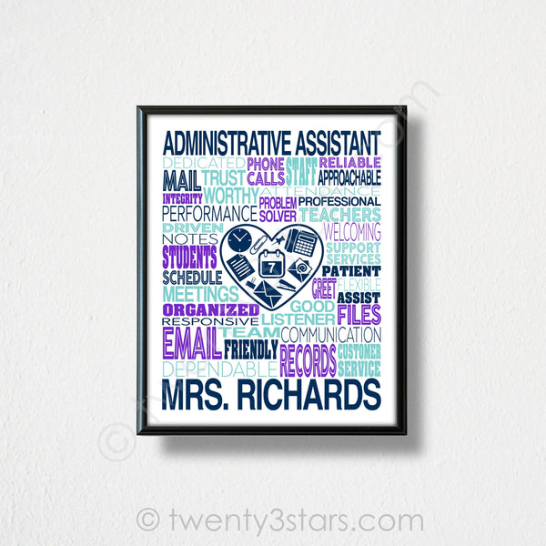 Admin Assistant Typography Wall Art - twenty3stars