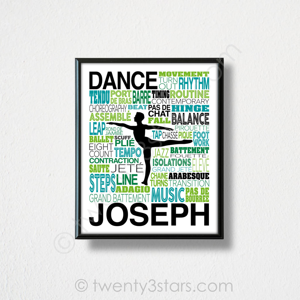 Men's Dance Typography Wall Art - twenty3stars