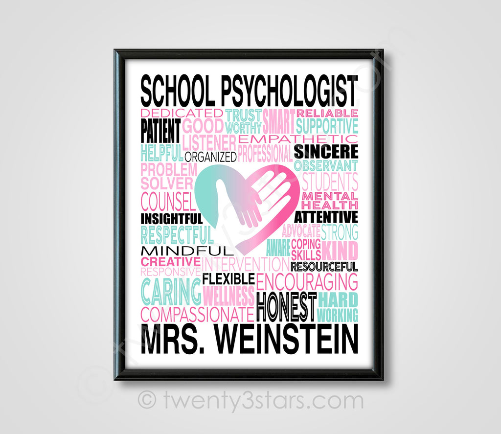 School Psychologist Typography Wall Art - twenty3stars