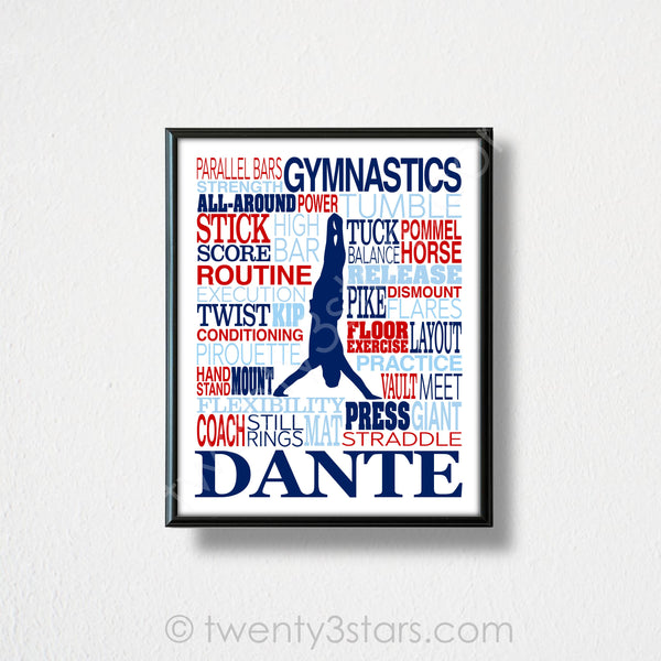 Boy's Gymnastics Pommel Horse Typography Wall Art - twenty3stars