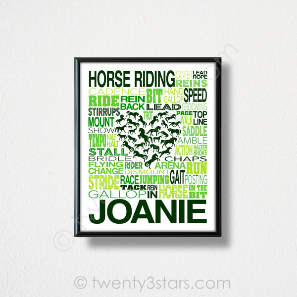 Horse Riding Typography Wall Art - twenty3stars