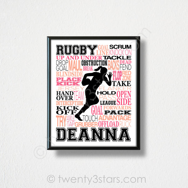 Girl's Rugby Typography Wall Art - twenty3stars