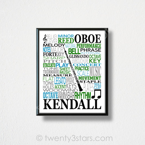 Oboe Typography Wall Art - twenty3stars