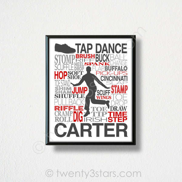 Boy's Tap Dance Typography Wall Art - twenty3stars