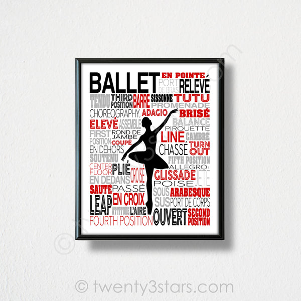 Ballet Typography Wall Art - twenty3stars