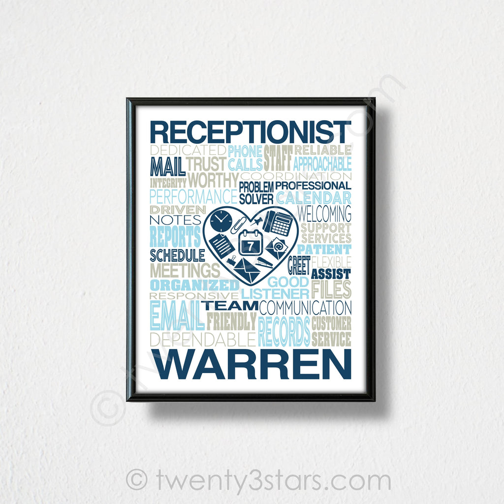Receptionist Typography Wall Art - twenty3stars