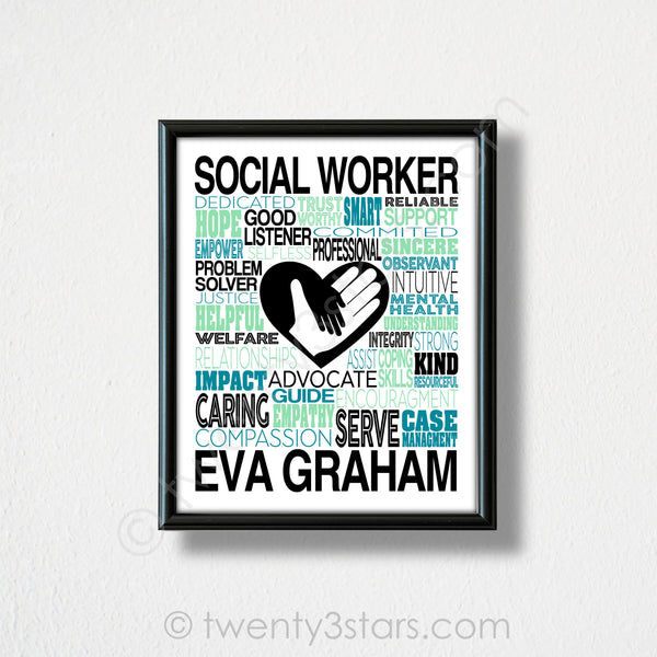 Social Worker Typography Wall Art - twenty3stars