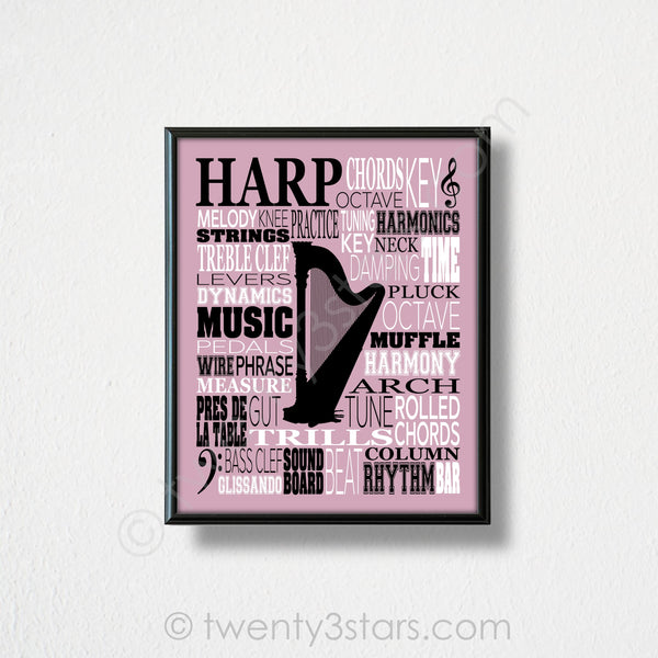 Harp Typography Wall Art - twenty3stars